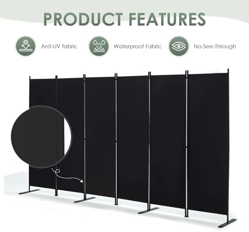 RANTILA 6 Panel Room Divider, 6 FT Folding Privacy Screen - Image 5