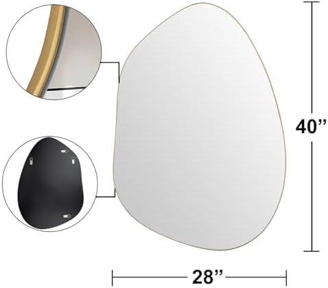 Irregular Asymmetrical Wall Mirror, 40x28 Inch Gold Mirror - Image 4