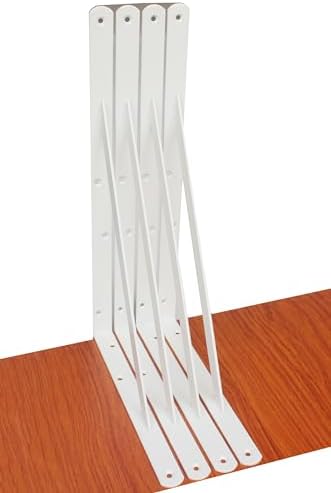 4 Pack L18 x H 12" White Heavy Duty Shelf Brackets by MHMYDZ