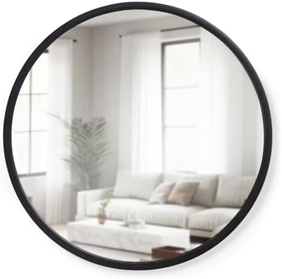 Umbra Hub Round Wall Mirror, Rubber Frame Bathroom Mirror by Umbra