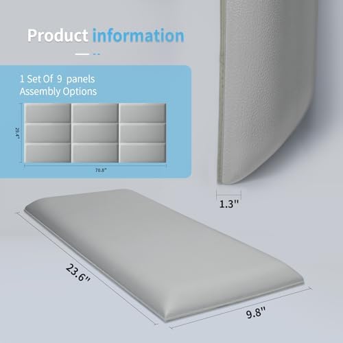 Art3d 9-Pack Peel and Stick Upholstered Headboard, 9.84 x 23.62 in - Image 2