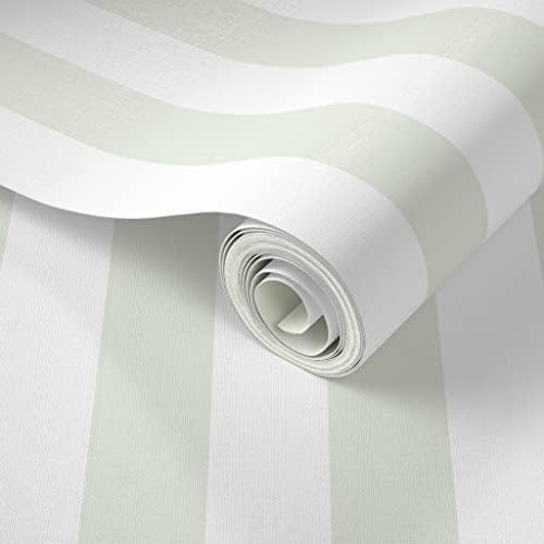 Spoonflower Soft Green Stripe Peel and Stick Removable Wallpaper - Image 2