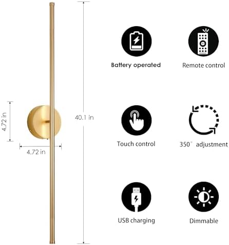 KARTOOSH Battery Operated Wall Sconces Set of Two Wireless Wall Lights - Image 5
