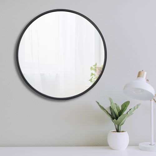 18 Inch Black Round Mirror, Stylish Wall Mounted Metal Frame Circle Mirror - Image 7