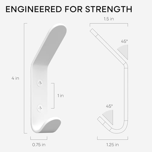 Homeforia White Wall Coat Hooks, High-End Metal, Heavy Duty - Image 4