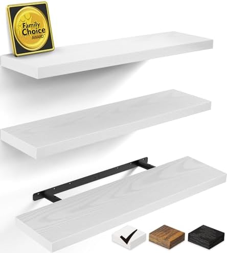 BAYKA White Floating Shelves 35.4in, Wall Mounted by Bayka