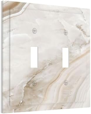 Decorative Switch Plates Beige Marble Pattern 2 Gang Double Toggle Wall Plate - Image 2