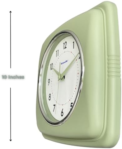 9" Retro Square Wall Clock, Pastel Green - Image 2