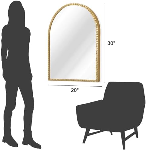 Gold Arched Mirrors for Wall, Beaded Framed Metal Accent Wall Mirror Decorative - Image 7