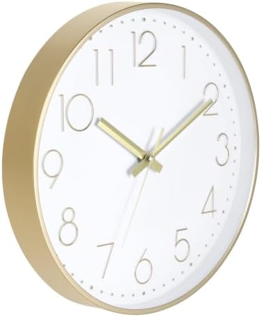 12 Inch Gold Wall Clocks Battery Operated Silent Modern Style Clock Decor - Image 2