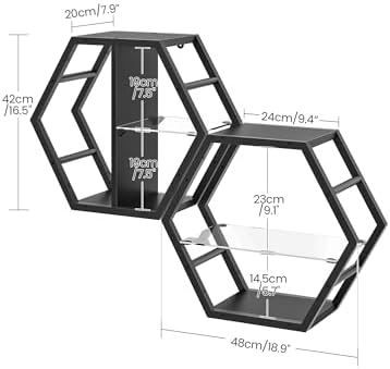 CHOEZON 18.9 inch Gaming Floating Shelves, Hexagon Shelves - Image 2