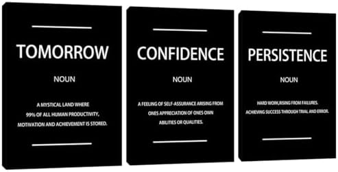 Inspirational Confidence Wall Art Noun Poster 3 Pieces Persistence Canvas by Yetaryy
