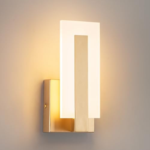 Modern LED Wall Sconces, Acrylic Gold Wall Lamp, 3000K Warm White Indoor Wall by Unknown