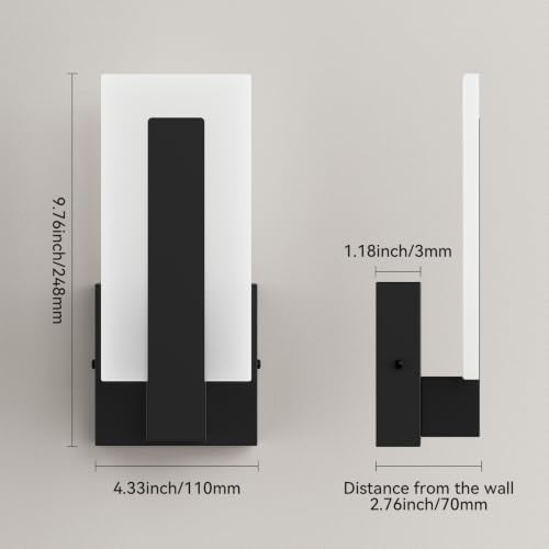 2 Pack Modern LED Wall Sconces, 9.74Inch 5W 3000K 4500K 6000K 10-10% Dimmable - Image 6