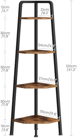 CHOEZON Corner Shelf, 4-Tier Ladder Corner Shelf, Ladder Bookshelf, 47.2" Tall - Image 2