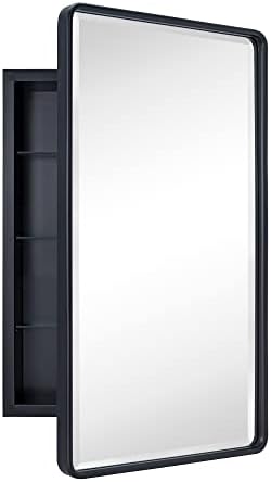 TEHOME Farmhouse Black Recessed Framed Bathroom Medicine Cabinet 16.5x27.5 by TEHOME