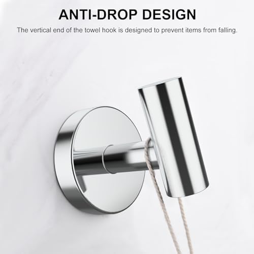 SetSail Towel Hooks for Bathrooms 4 Packs Screw-in Bathroom Towel Hook Wall - Image 5