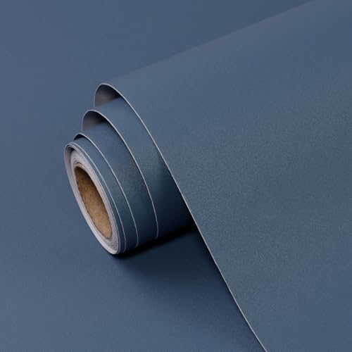 Navy Blue Peel and Stick Wallpaper Solid Blue Contact Paper A Set of 23.6"x236" by SOONAFTER