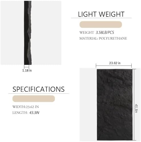 Faux Stone Wall Panel Rock Wall Panels Flexible Wall Panels Graphite Black - Image 2