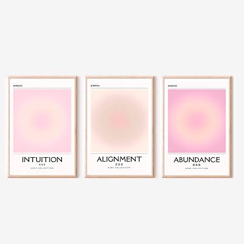 3 Piece Pink Gradient Aura Spiritual Canvas Wall Art Trippy Positive by Adyggefy