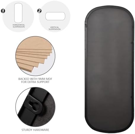 Long Oval Mirror Black Full Length Mirror 18"x47" Pill Shapd Wall Mirror - Image 7