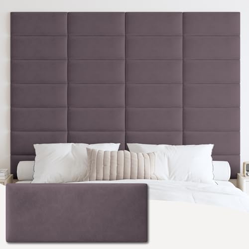IFNOW Wall Mounted Headboard, Peel and Stick Panels, Dark Purple by IFNOW