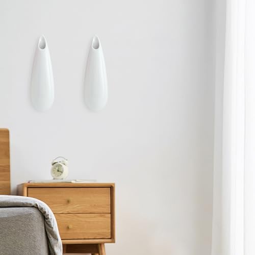 White Ceramic Wall Vases, 12 Inch, Teardrop Design - Image 7