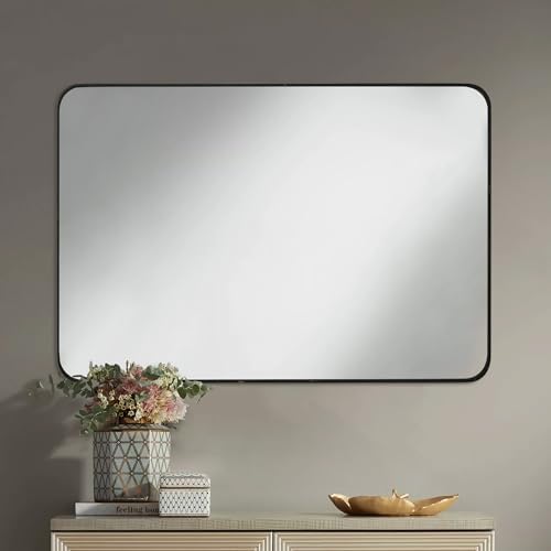 Black Bathroom Mirror, 24 x 36 Inch Rectangle Wall Mirror - Image 4