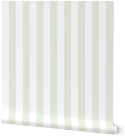 Spoonflower Soft Green Stripe Peel and Stick Removable Wallpaper by Spoonflower
