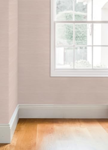 Society Social x WallPops Classic Faux Grasscloth Whisper Pink Peel and Stick - Image 3