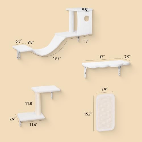 Meecal 6‑in‑1 Cat Wall Shelves, Wall Mounted Cat Furniture Set, Cat Shelves - Image 3