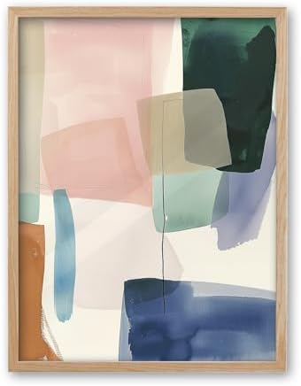 iHery 16x20in Blue Green Geometric Framed Abstract Wall Art by iHery