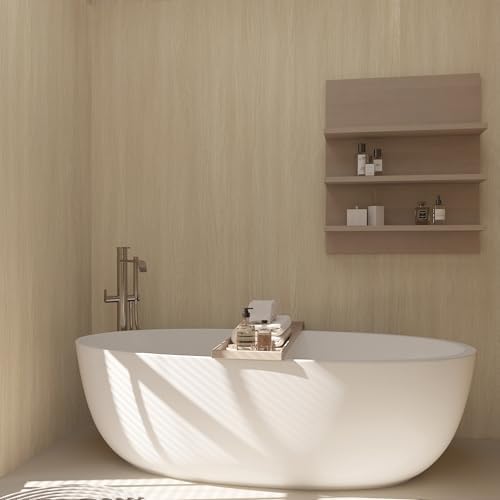 32x315inch Extra Wide Light Brown Wood Grain Wallpaper Peel and Stick Beige Oak - Image 5