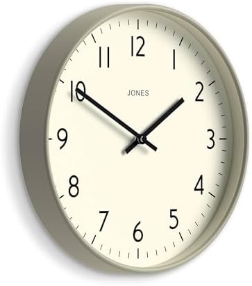 JONES CLOCKS® Studio Clock | Modern Round wall Clock | 12" | Gray | Easy to by JONESCLOCKS