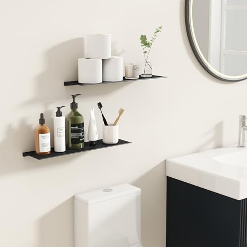 MKO 16" Floating Shelves for Wall, Long Metal Wall Mounted Shelf for Bathroom - Image 4