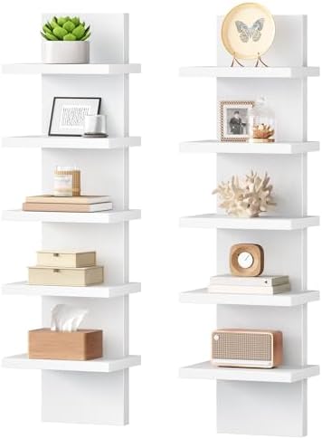 HOOBRO 5 Tier Wall Shelf Unit for Storage, 2 Pack Floating Shelves for Wall by HOOBRO