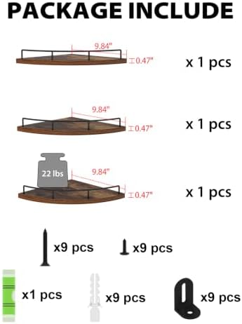 HORLIMER 3 Pack Floating Corner Shelf Wall Mount - Image 3