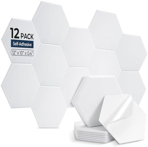12 Pack Hexagon Acoustic Panels Self Adhesive, Sound Proof Panels by AUSLET