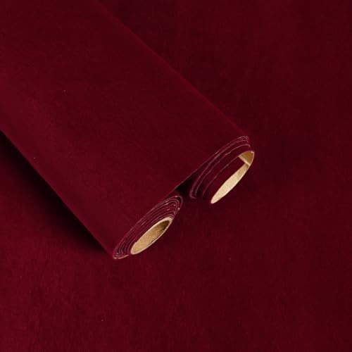 Dark Red Self Adhesive Velvet Flock Contact Paper Liner by FANCYEASY