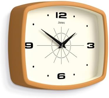 JONES CLOCKS® Movie wall Clock | Rectangular Retro Clock | 10" | Mustard Yellow - Image 2