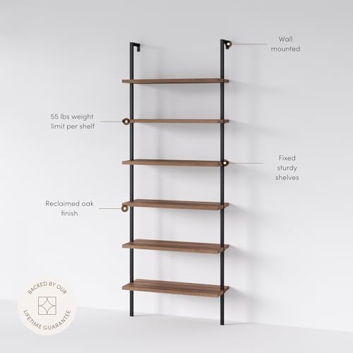 Nathan James Theo 6-Shelf Tall Bookcase, Wall Mount Bookshelf - Image 4