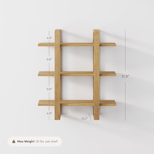 Nathan James Benji Mid Century Wall Unit Bookcase, Decorative Floating 3-Tier - Image 3