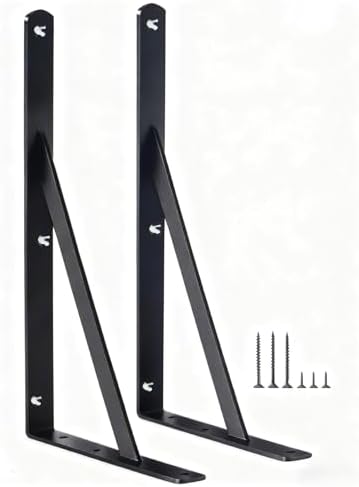 2 Pack L14 x H 10" Black Heavy Duty Shelf Brackets by MHMYDZ