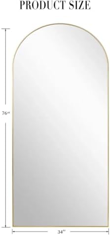 76''x34'' Arched Floor Mirror, Full Length Body Mirror - Image 3