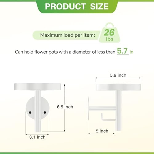 DELLAN Wall Plant Holder, 3 Pack Metal Stand, All White - Image 4