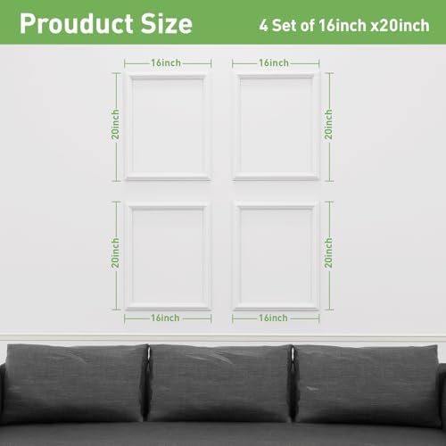 Peel and Stick Wall Molding, 4 Set 16" x 20" Pre Cut Wainscoting Panels - Image 2