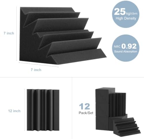 GUERRI 12 Pack Bass Traps Corner Acoustic Foam Corner 7''x7''x12'' Sound Proof - Image 5