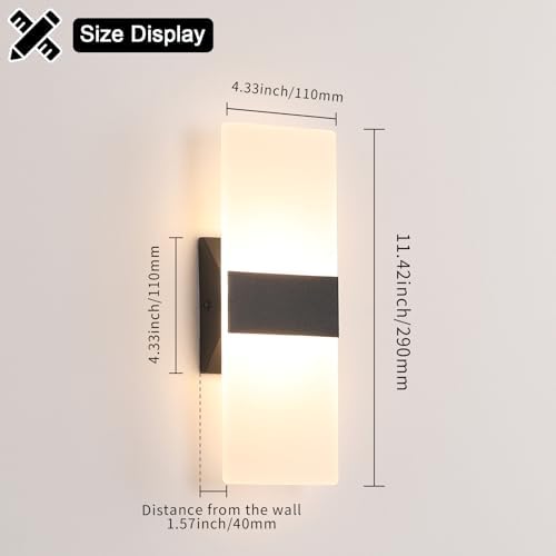 Joosenhouse Modern Black LED Wall Sconce Set of 2, Hardwired Wall Light - Image 4