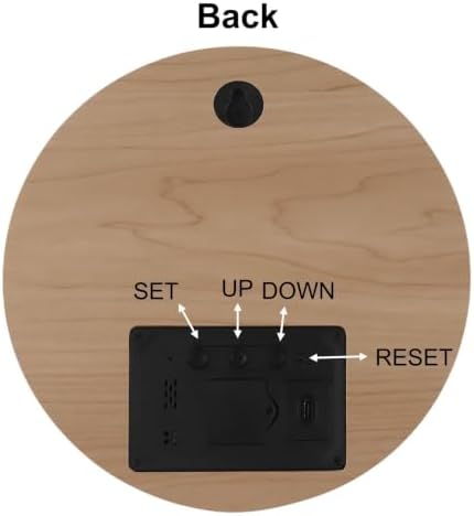 Wooden Silent Non-Ticking Wall Clock, Wood Moon Cordless Aesthetic Modern Alarm - Image 5