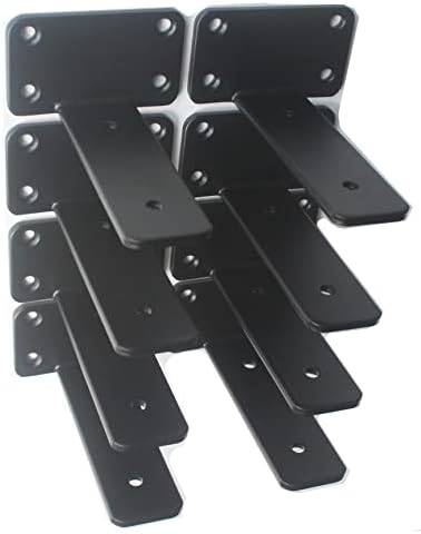 8 Pack - 5 inch Black Hidden L Shelf Bracket Iron Floating Shelf Brackets by MHMYDZ
